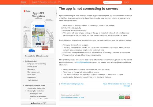 
                            8. The app is not connecting to servers - Sygic GPS Navigation for ...