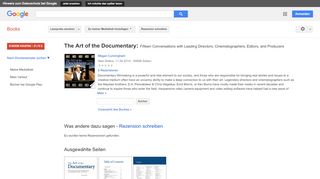 
                            7. The Art of the Documentary: Fifteen Conversations with Leading ...