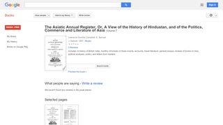 
                            11. The Asiatic Annual Register, Or, A View of the History of ... - Google बुक के परिणाम