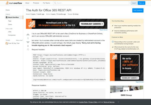 
                            8. The Auth for Office 365 REST API - Stack Overflow