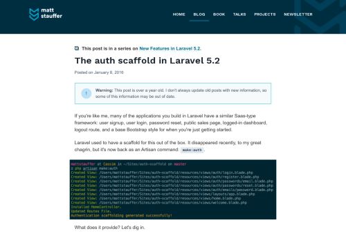 
                            13. The auth scaffold in Laravel 5.2 | MattStauffer.com