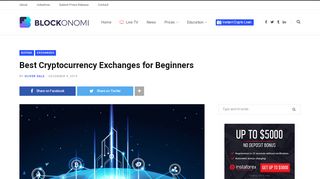 
                            6. The Best Cryptocurrency Exchanges for Beginners in 2019 - Blockonomi