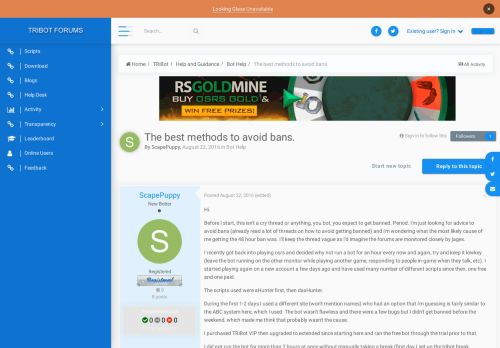 
                            2. The best methods to avoid bans. - Bot Help - TRiBot Forums