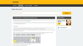 
                            5. The Betfair website is not loading correctly. What can I do?