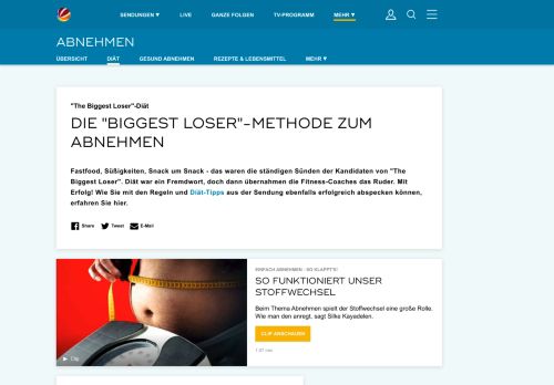 
                            2. „The Biggest Loser“-Diät: Tipps zum Abnehmen - SAT.1 Ratgeber
