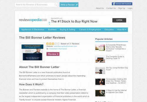 
                            6. The Bill Bonner Letter Reviews - Legit or Scam? - Reviewopedia