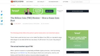 
                            7. The Billion Coin (TBC) Review - How a Scam Goes Bust - 99Bitcoins