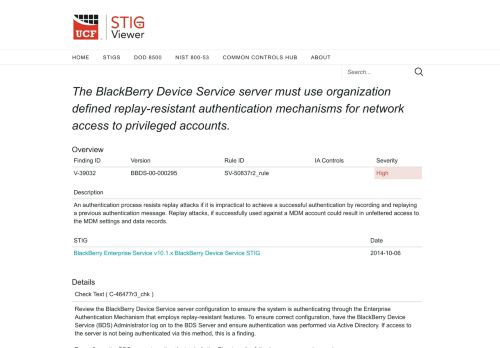 
                            11. The BlackBerry Device Service server must use organization defined ...