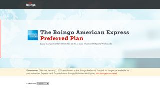 
                            9. The Boingo American Express Preferred Plan: Amex Landing Page