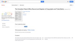 
                            11. The Canadian Patent Office Record and Register of Copyrights and ... - Google बुक के परिणाम