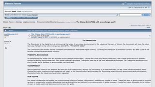 
                            5. The Champ Coin (TCC) with an exchange app!!! - Bitcointalk