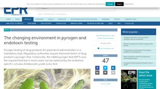 
                            11. The changing environment in pyrogen and endotoxin testing