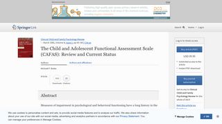 
                            12. The Child and Adolescent Functional Assessment Scale (CAFAS ...