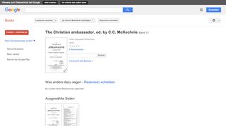 
                            10. The Christian ambassador, ed. by C.C. McKechnie
