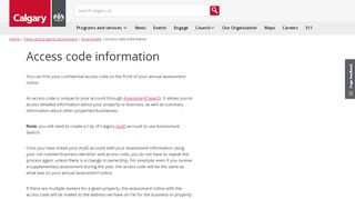 
                            8. The City of Calgary - Access code information