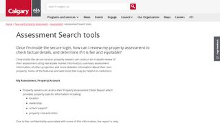 
                            6. The City of Calgary - Assessment Search tools