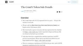 
                            6. The CoinFi Token Sale Details – CoinFi – Medium