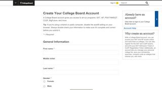 
                            8. The College Board Registration Page - College Board account