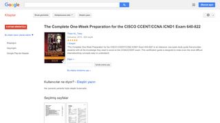 
                            9. The Complete One-Week Preparation for the CISCO CCENT/CCNA ICND1 ...
