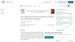 
                            12. The complexity of decision problems for finite-turn multicounter ...