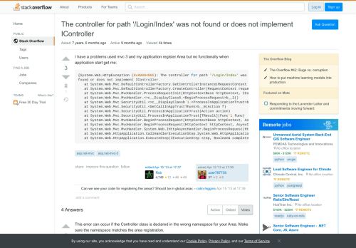 
                            5. The controller for path '/Login/Index' was not found or does not ...