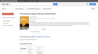 
                            10. The Cultural Legacy of German Colonial Rule