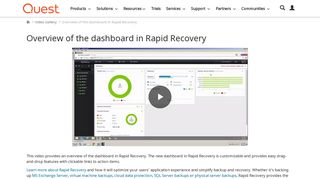 
                            9. The Dashboard in Rapid Recovery Software - An ... - Quest Software