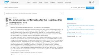 
                            8. The database logon information for this report is either ...