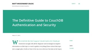 
                            10. The Definitive Guide to CouchDB Authentication and Security