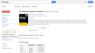 
                            4. The Definitive Guide to Django: Web Development Done Right - Google Books Result
