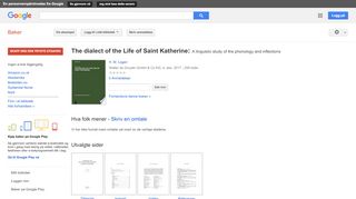 
                            8. The dialect of the Life of Saint Katherine: A linguistic study of ... - Resultat for Google Books