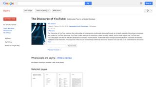 
                            8. The Discourse of YouTube: Multimodal Text in a Global ...