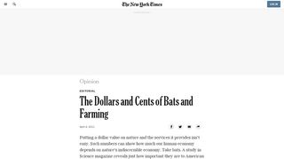 
                            7. The Dollars and Cents of Bats and Farming - The New York Times