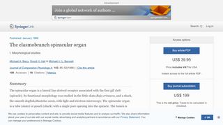 
                            12. The elasmobranch spiracular organ | SpringerLink