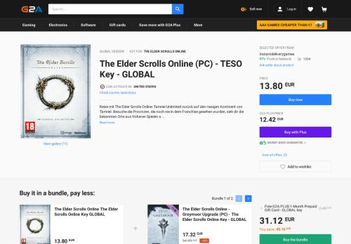 
                            12. The Elder Scrolls Online: Tamriel Unlimited (PC) - Steam CD-Key kaufen