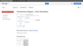 
                            8. The Elements of Algebra ... Part II. New Edition