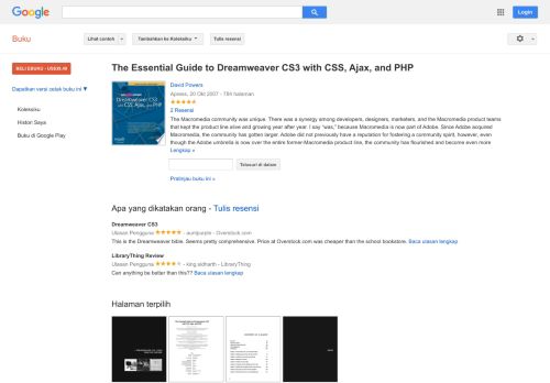 
                            6. The Essential Guide to Dreamweaver CS3 with CSS, Ajax, and PHP - Hasil Google Books