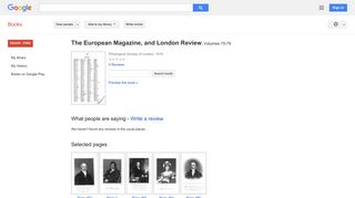 
                            11. The European Magazine, and London Review - Google बुक के परिणाम