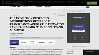 
                            6. THE EVOLUTION OF SPECIES' DISTRIBUTIONS: RECIPROCAL ...