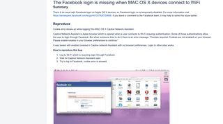 
                            11. The Facebook login is missing when MAC OS X devices connect to WiFi