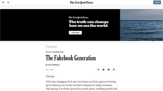 
                            13. The Fakebook Generation - The New York Times