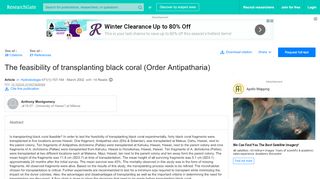 
                            10. The feasibility of transplanting black coral (Order ... - ResearchGate