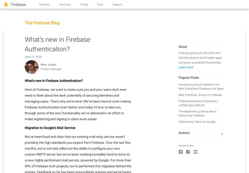 
                            10. The Firebase Blog: What's new in Firebase Authentication?