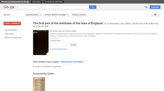 
                            8. The first part of the Institutes of the laws of England: Or, A ...