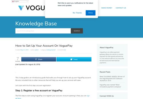 
                            5. The First Steps: How to Set Up Your Account On VoguePay - VoguePay