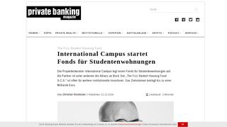 
                            12. The Fizz Student Housing Fund: International Campus startet Fonds ...