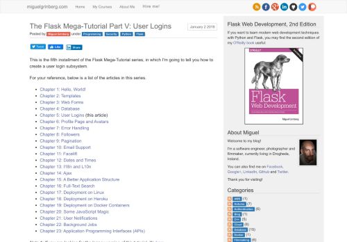 
                            11. The Flask Mega-Tutorial Part V: User Logins - miguelgrinberg.com