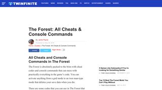 
                            9. The Forest: All Cheats & Console Commands - Twinfinite