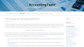 
                            13. The formula for calculating efficiency — AccountingTools