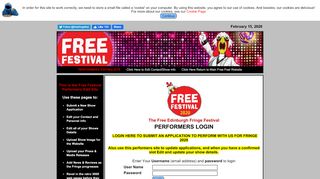 
                            11. The Free Edinburgh Fringe Festival: Login to Administration Area